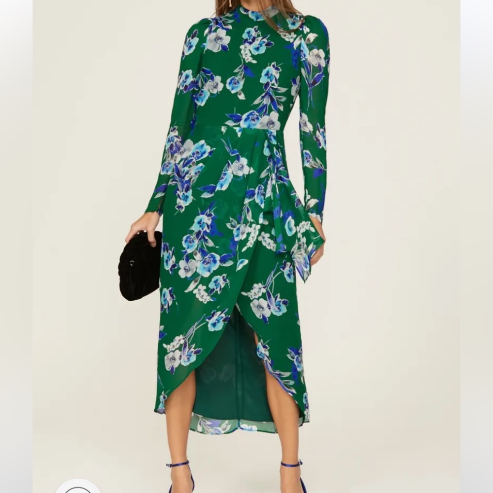 Yumi Kim Tully Garden Emerald Beverly Dress size XS Floral High Neck